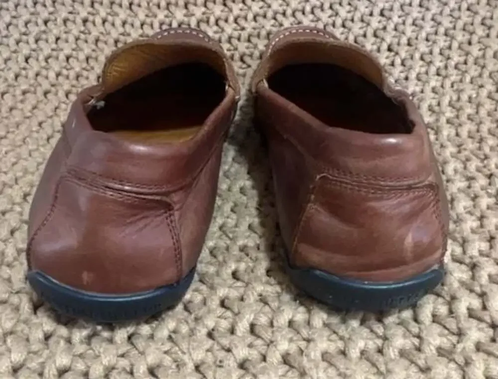 osten heel brown leather penny driver loafers size 10
